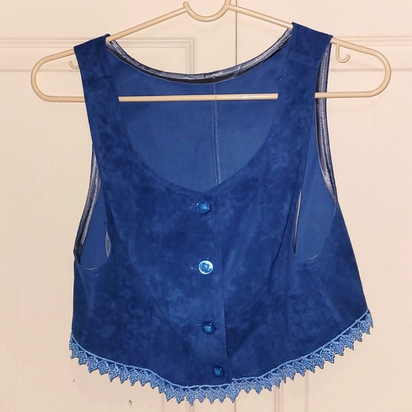 Blue vintage velvet vest - Picture 1 of 6